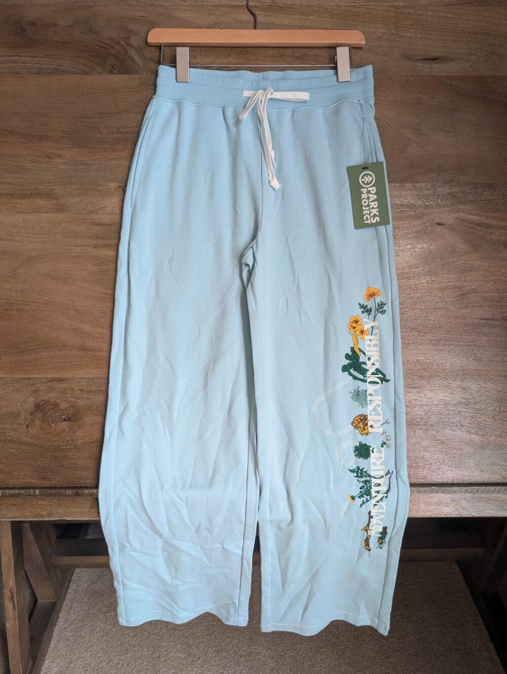 Parks Project Adventure Sweatpants Women Small Blue Drawstring Elastic Waist NWT